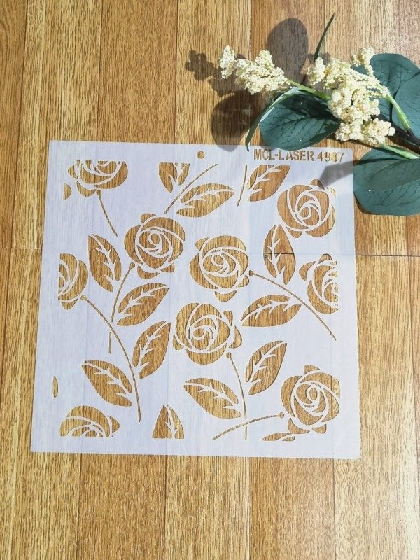 Producto - St 4987 de 20x20 cm Stencil Fondo  Rosas