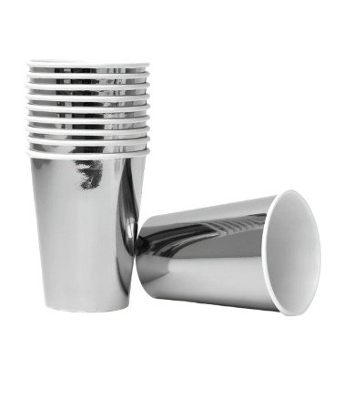 Producto - Vasos Descartables Polipapel Metalizados x10 unidades PLATA y DORADO