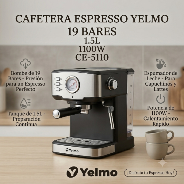 Producto - CAFETERA ESPRESSO YELMO 19 BARES 1.5L 1100W CE-5110