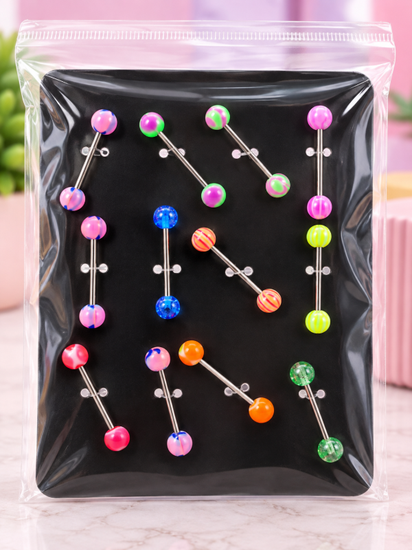 Producto - Piercing acero de lengua x12u - 1