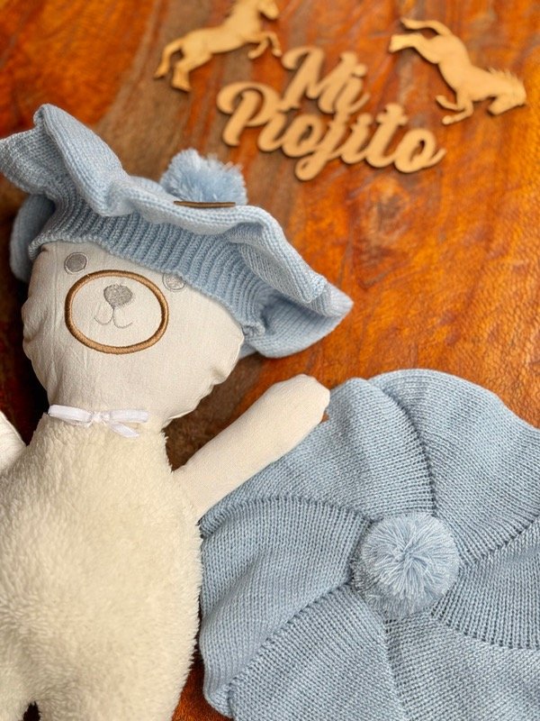 Producto - Boina Hilo Celeste Pastel Pompón - 2