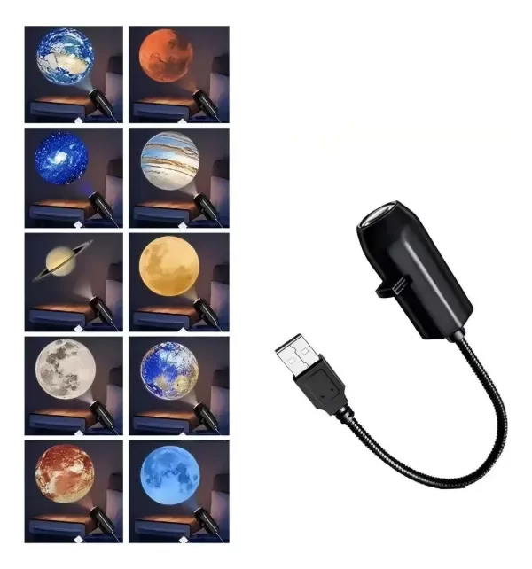 Producto - Mini Proyector Luz Led Nocturna Usb Luna Planetas 10 Chips - 0