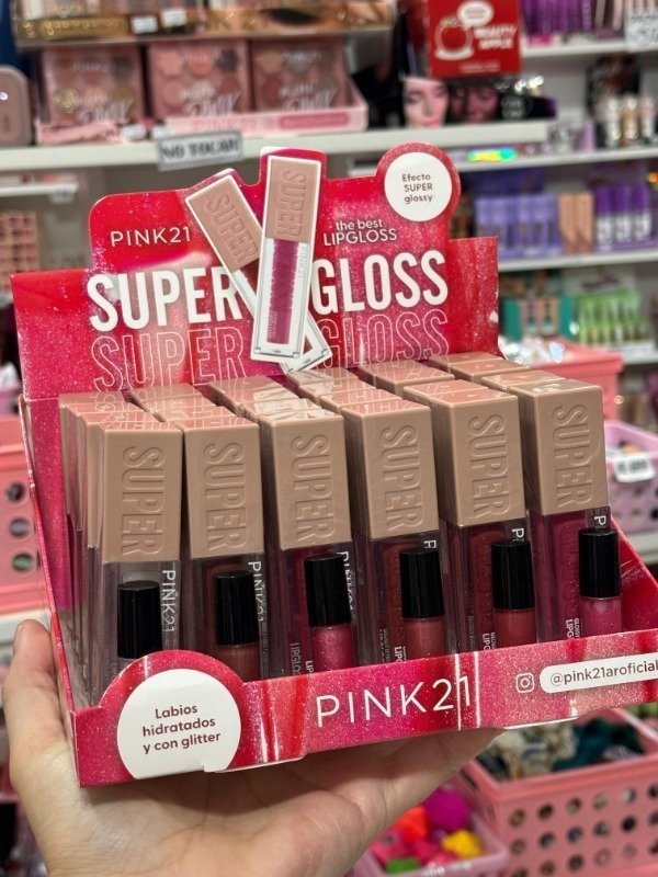 Producto - CAJA X24 SUPER GLOSS CON GLITTER PINK21