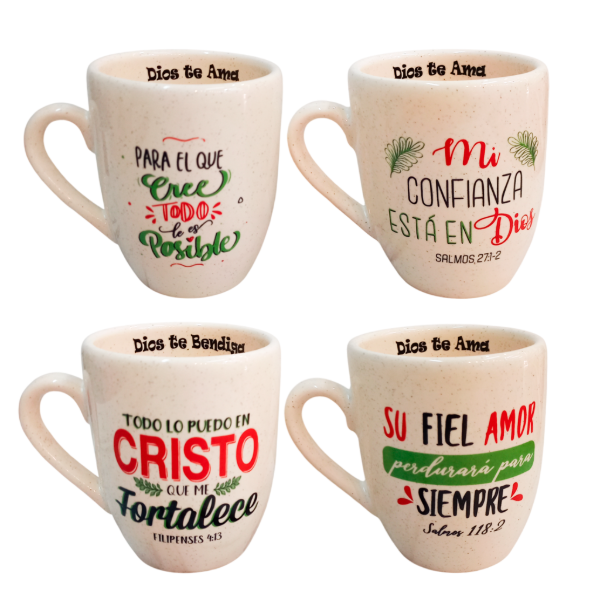 Producto - PROMO Taza Bombe De Loza Jaspeada Con Texto Color (PACK X4 UNIDADES)