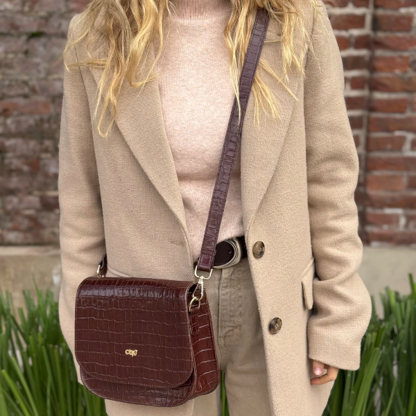 Producto - Bandolera Camille cuero Crocco chocolate