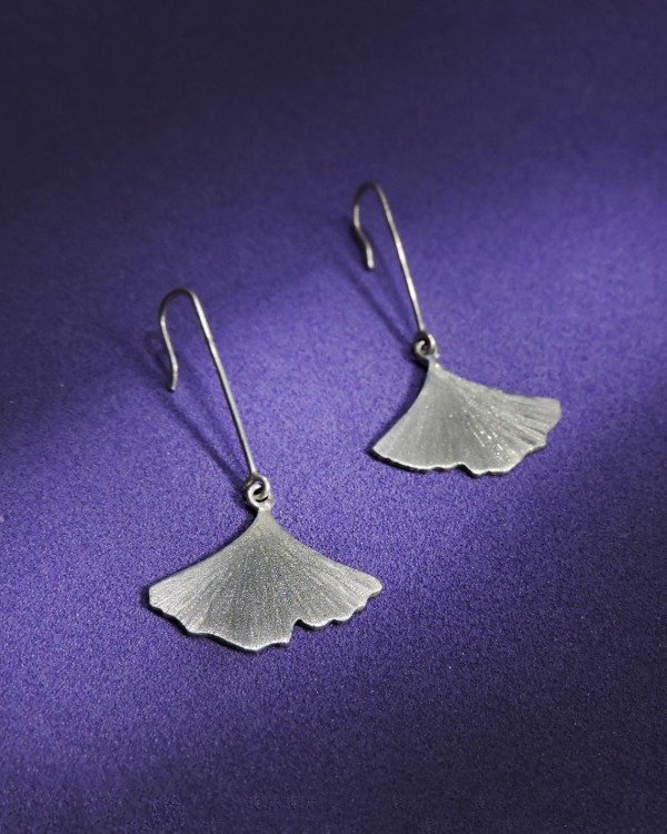 Producto - AR 642 - Aros de Plata 925 - Diseño Artesanal - Hojas de Gingko