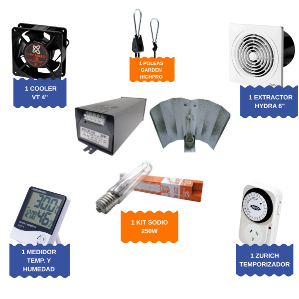 Producto - KIT INDOOR PARA 80X80 CON SODIO 250W (SIN CARPA)