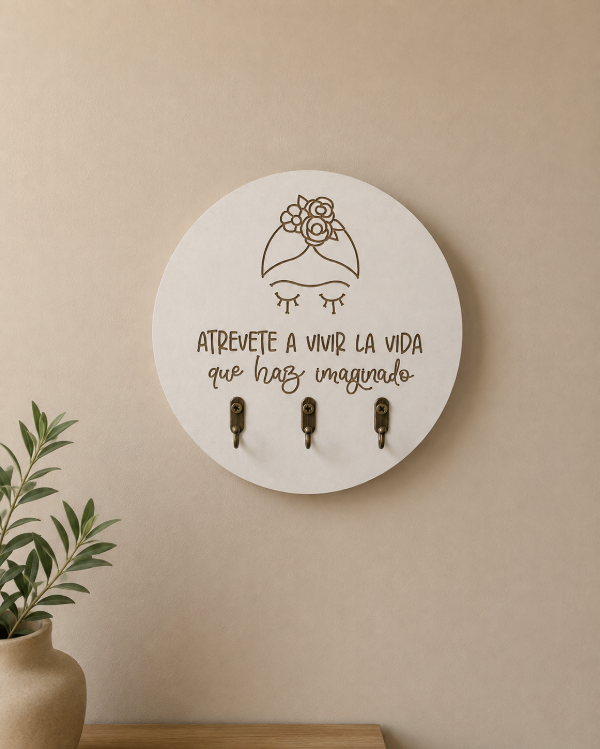 Producto - Portallaves redondo Frida Kahlo blanco