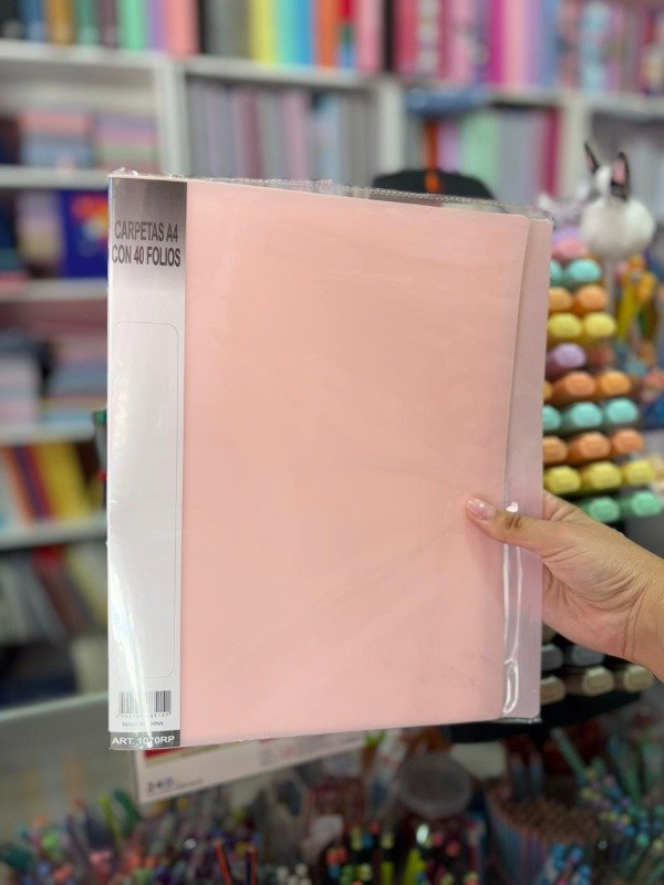 Producto - Carpeta c/ 40 folios A4 - rosa pastel