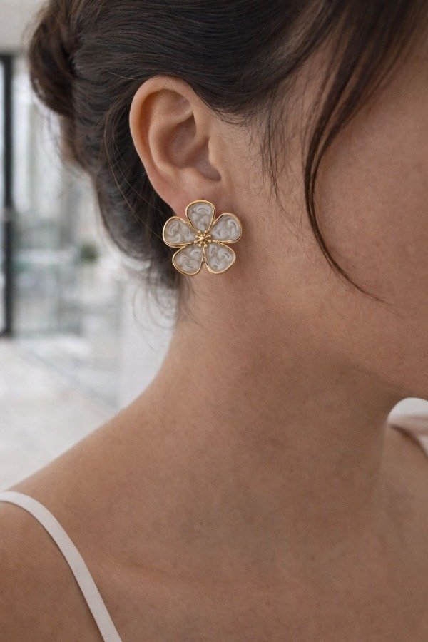 Producto - Aro Flor Acero dorado