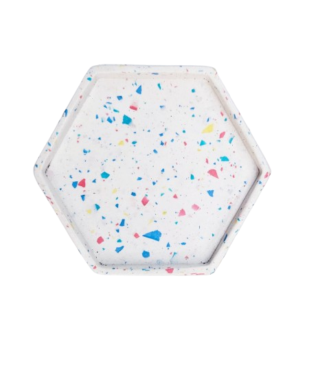 Producto - Posavaso - bandeja hexagonal con borde (resina) - A PEDIDO
