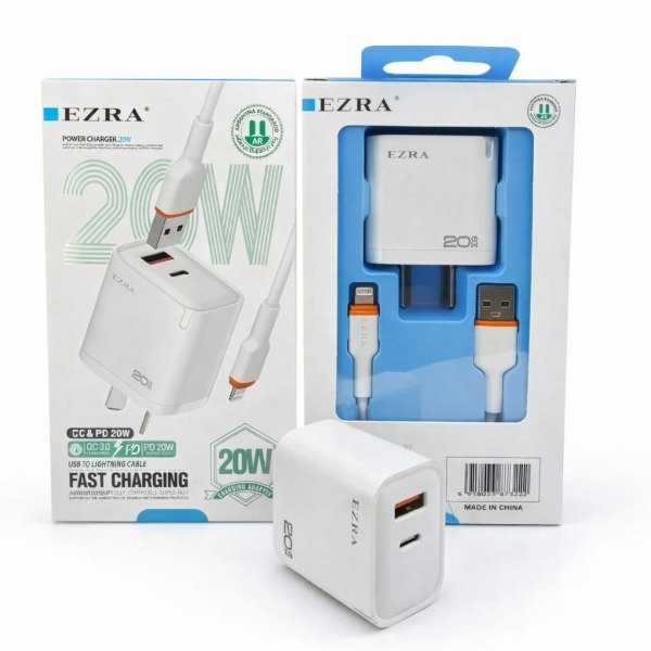 Producto - Cargadores de Carga RAPIDA de 20W USB-IPhone +1 Salida C (HC242)