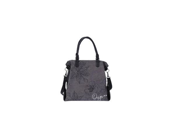 Producto - Bolso lona estampado Flores Gris