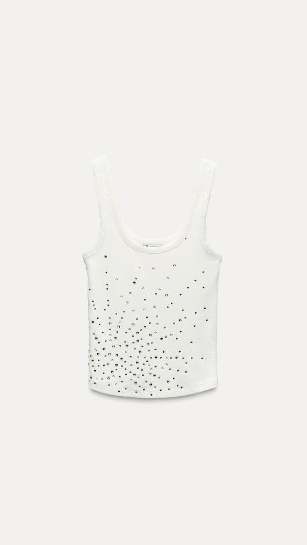 Producto - Top acanalado con pedrería Zara TS - 1
