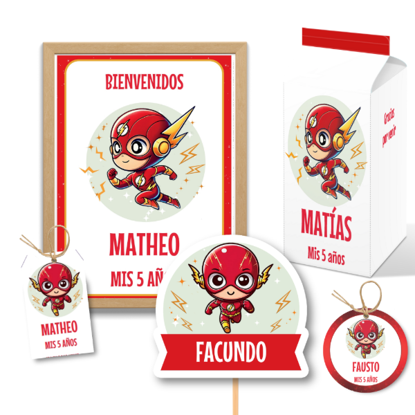 Producto - kit imprimible FLASH CHIBI personalizado