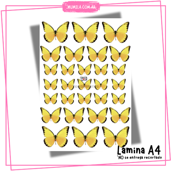 Producto - Mariposas comestibles M008 Lámina mariposas amarillo