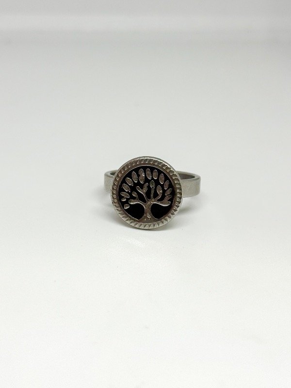 Producto - Anillo grueso acero quirúrgico esmalte negro árbol de la vida