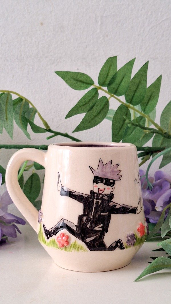 Producto - Taza Gojo con flores en relieve - Entrega Inmediata