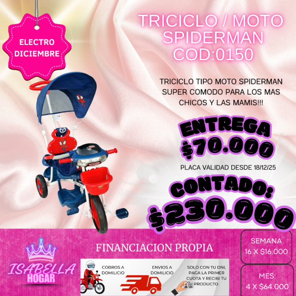 Producto - TRICICLO / MOTO SPIDERMAN COD:0150
