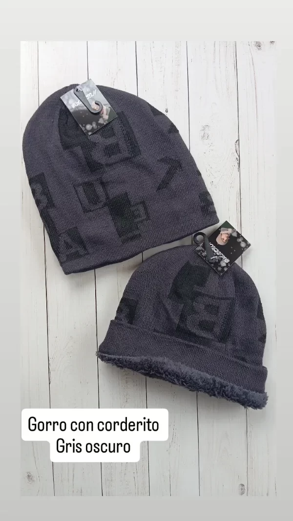 Producto - GORRO CON CORDERITO GRIS OSCURO