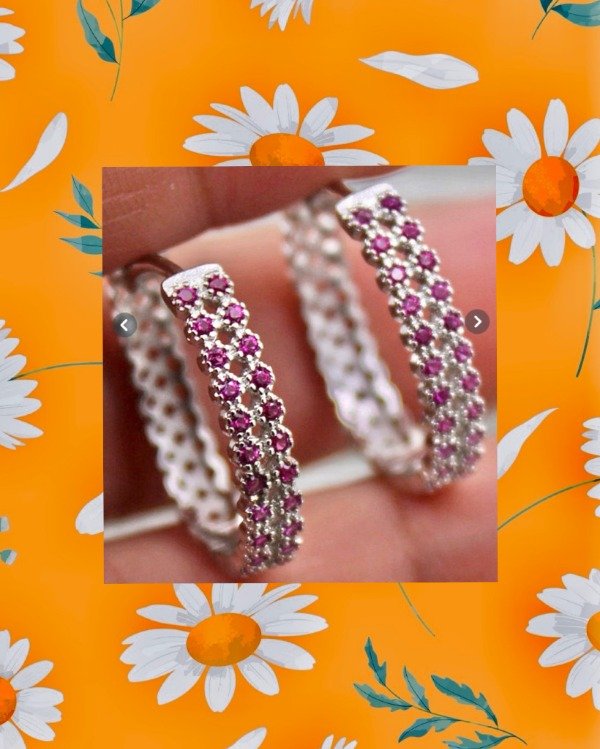 Producto - Aros de plata 925 argolla c/zirconio Rojo