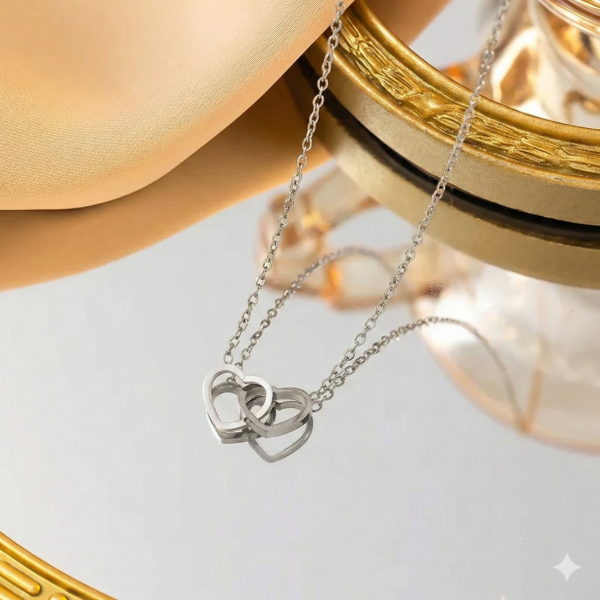 Producto - Cadena Dos corazones Silver - San Valentin