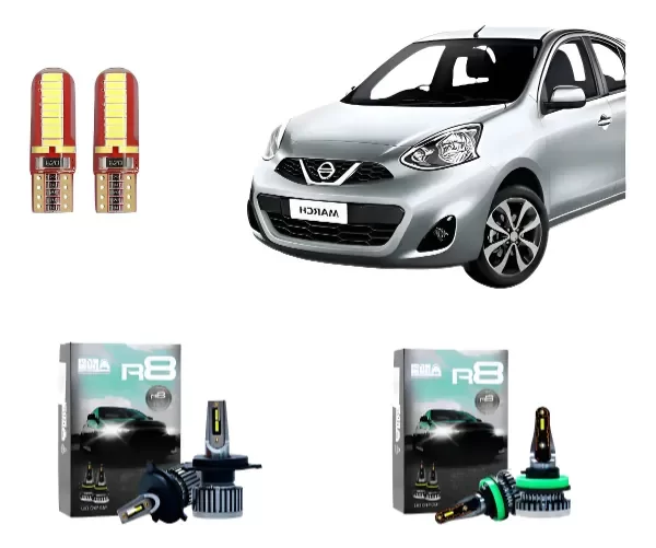 Producto - Kit Cree Led R8 Luz Baja Alta Y Antiniebla Nissan March
