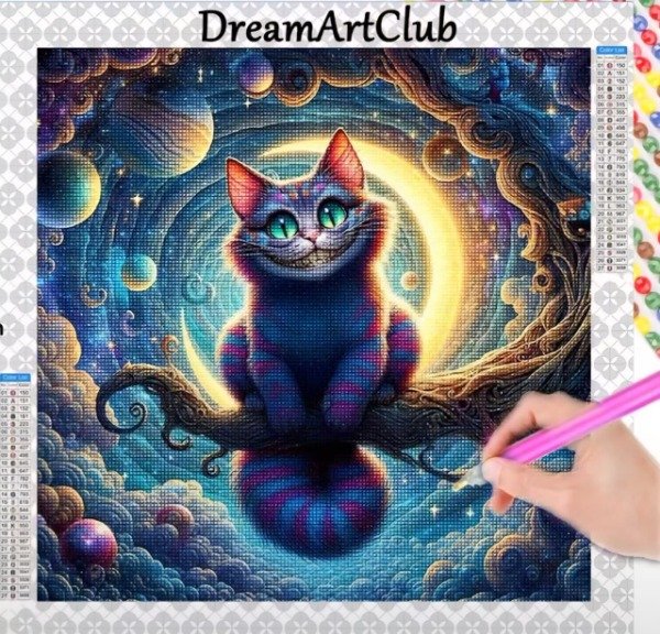 Producto - DIAMOND PAINTING 30X30 CHESHIRE , SONRRIENTE EN EL ARBOL