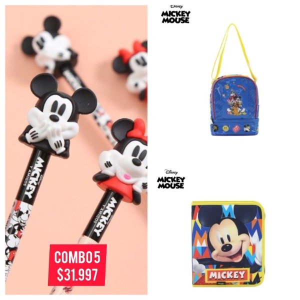 Producto - COMBO 5. CARPETA MICKEY , PENCIL MICKEY TOPPERS , LUNCHERA DOBLE DISNEY