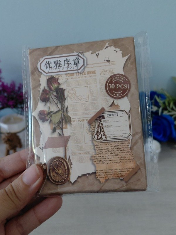 Producto - Cajita de stickers x 30 - Temática vintage marrón #005