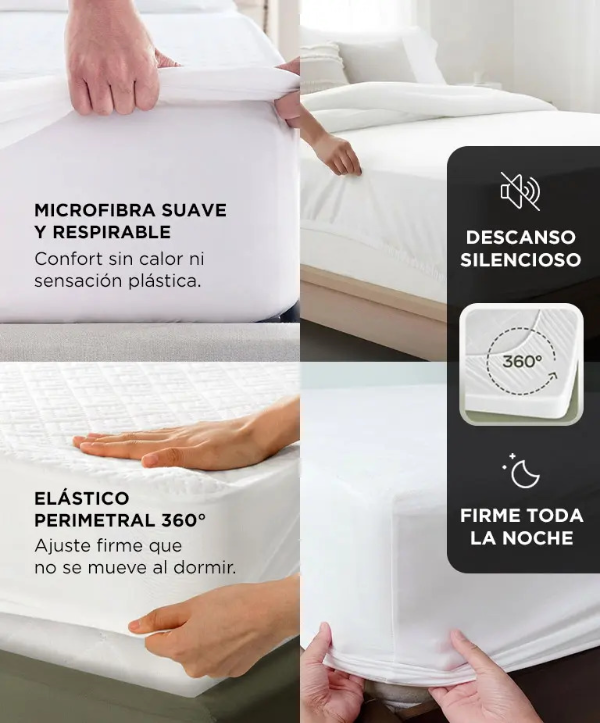 Producto - Cubre colchon King Size -200x200x31cm -microfibra -impermeable -TPU -white - 3