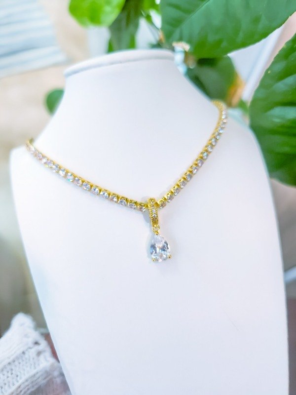 Producto - Collar cubic y dije gota AD