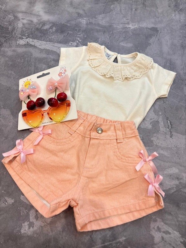 Producto - Short beba rosa moños