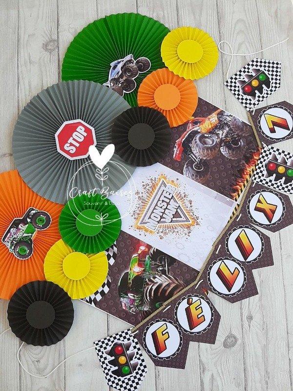 Producto - Set para decoración fondo Monster Jam. CraftBaires