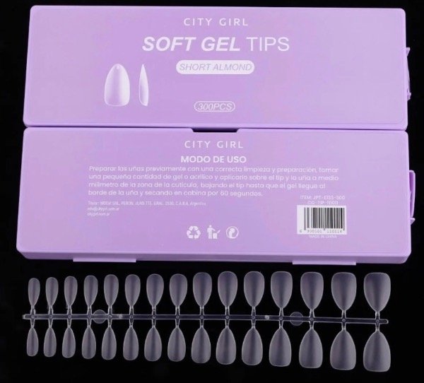 Producto - Tips Soft Gel Almendra Corta 300pcs Gity Girl