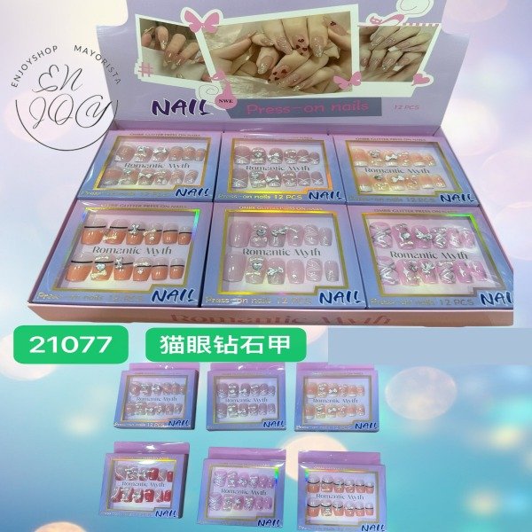 Producto - UÑAS POSTIZA PRESS ON NAILS CUADRADA ROMANTIC MYTH