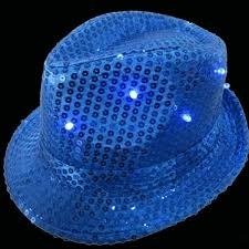 Producto - SOMBRERO CON LENTEJUELAS LUMINOSO AZUL