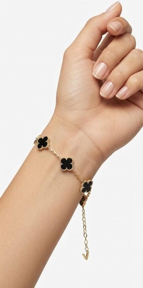 Producto - Pulsera Van cleff negra acero dorado