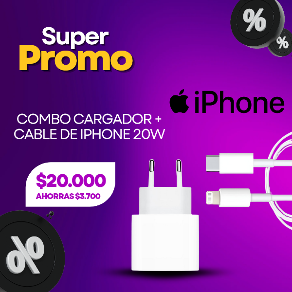 Producto - COMBO Cargador 20W + Cable Tipo C iPhone