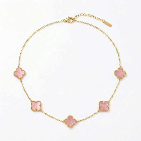 Producto - Collar Trébol De La Suerte - Rosa