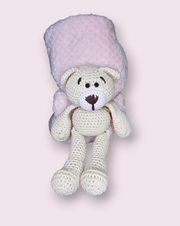 Producto - MANTA DE PELUCHE + MUÑECO DE APEGO TEJIDO