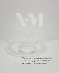 Producto - Pie de torta redondo rayas y guarda 28x11cm vidrio