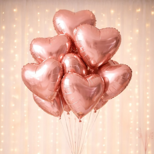 Producto - Set Globos Corazones Rosa Gold x 10
