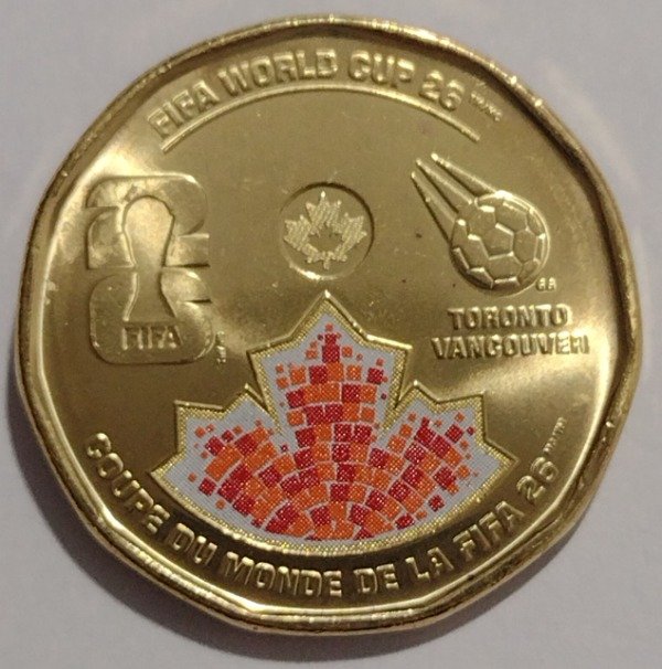 Producto - Canadá 1 dólar 2026 Mundial de Futbol (color + común) - 2