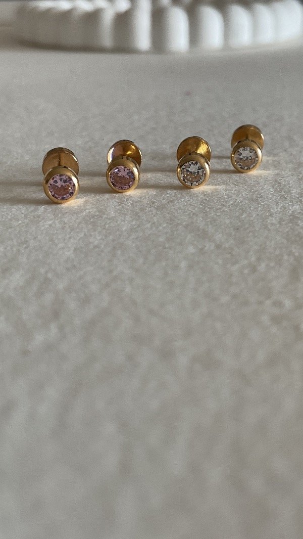 Producto - Abridores susanito Rosa de Francia y Cubic de oro 18kt