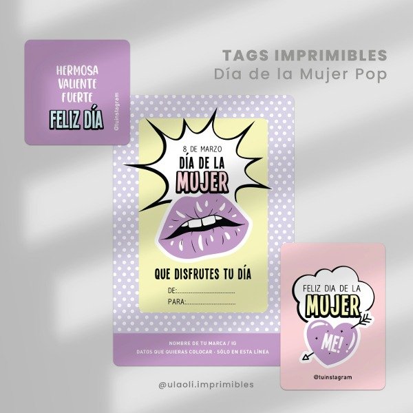 Producto - Tags Imprimibles Día de la Mujer "Pop"