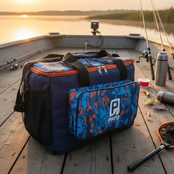 Producto - Bolso De Pesca Payo Pejerrey camuflado azul y naranja