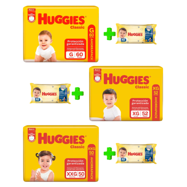 Producto - Huggies Amarillo Gx60 XGx52 XXGx50 + TH X 48u