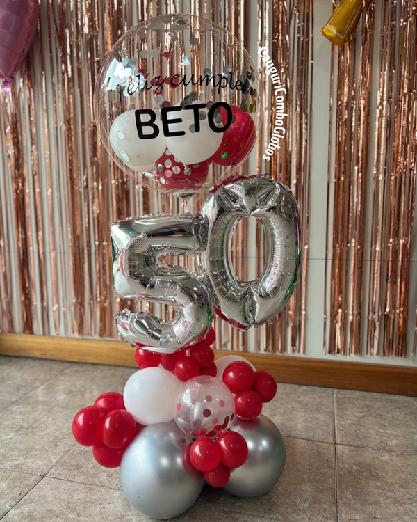 Producto - ARREGLO GLOBOS BOUQUET NUMERO 16" + BURBUJA