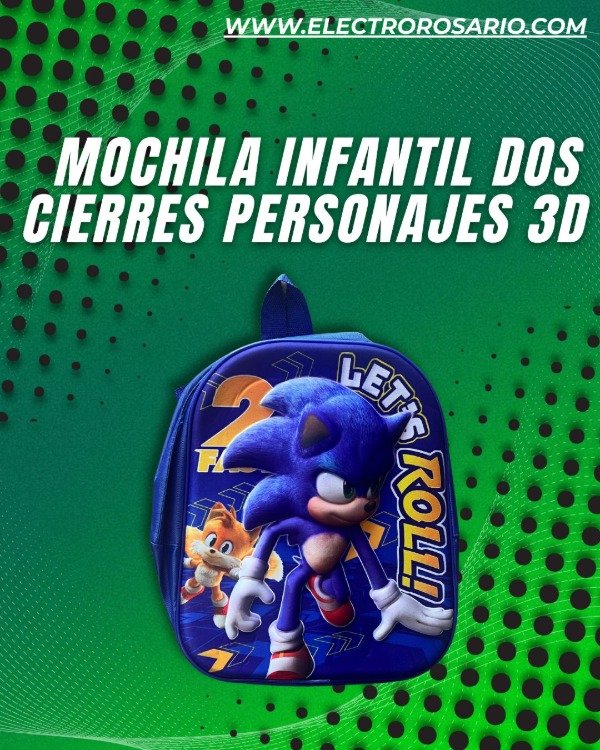 Producto - MOCHILA INFANTIL DOS CIERRES PERSONAJES 3D